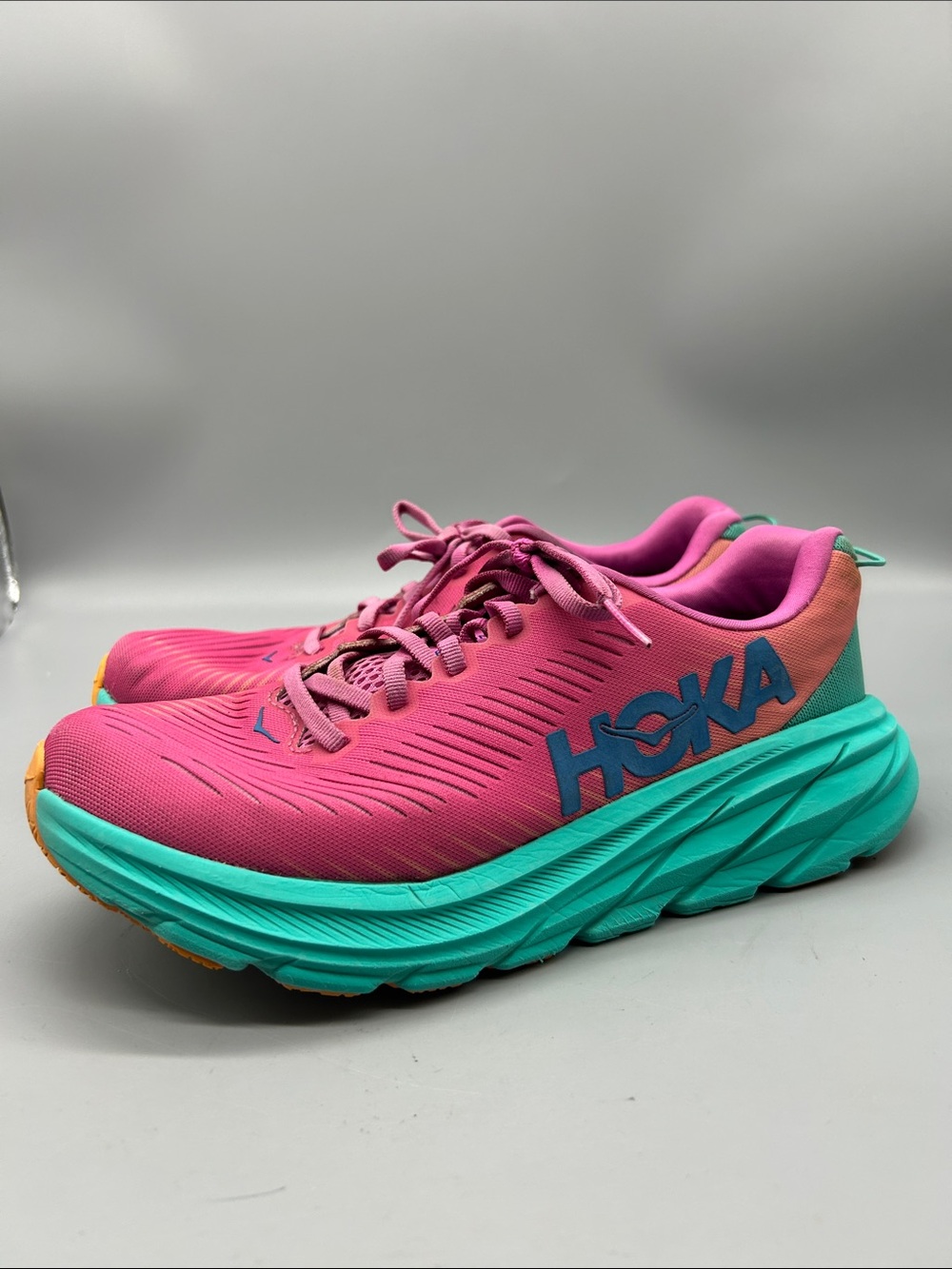 Hoka One One Rincon 3 Pink & Teal Women's Running Sneakers Size 7.5B - Picture 2 of 8